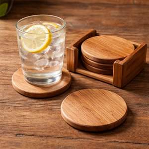 Juego de Posavasos de Madera con Acabado Natural para Decoración del Hogar, con Construcción Resistente y Resistencia al Calor - Product Image 4