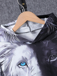 Sudadera con capucha con estampado de retazos de León informal Tween Boy para primavera Otoño e Invierno Digital y serigrafía con cuello con capucha - Product Image 6