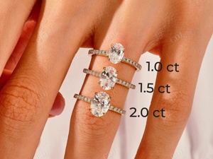 Conçu sur mesure dernière solide jaune or Simple Solitaire bague de fiançailles de mariage pour les femmes ovale coupe Moissanite pavé ensemble GRA - Product Image 6