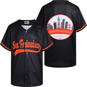 Maillot de baseball imprimé à col en V sans manches, respirant, en polyester anti-humidité, fermeture boutonnée intégrale, qualité supérieure - Product Image 1