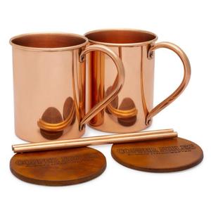 Ensemble de tasses en métal de style américain de haute qualité boissons gazeuses en cuivre de qualité exclusive caboteur en bois paille tasses en cuivre de qualité supérieure ventes - Product Image 1