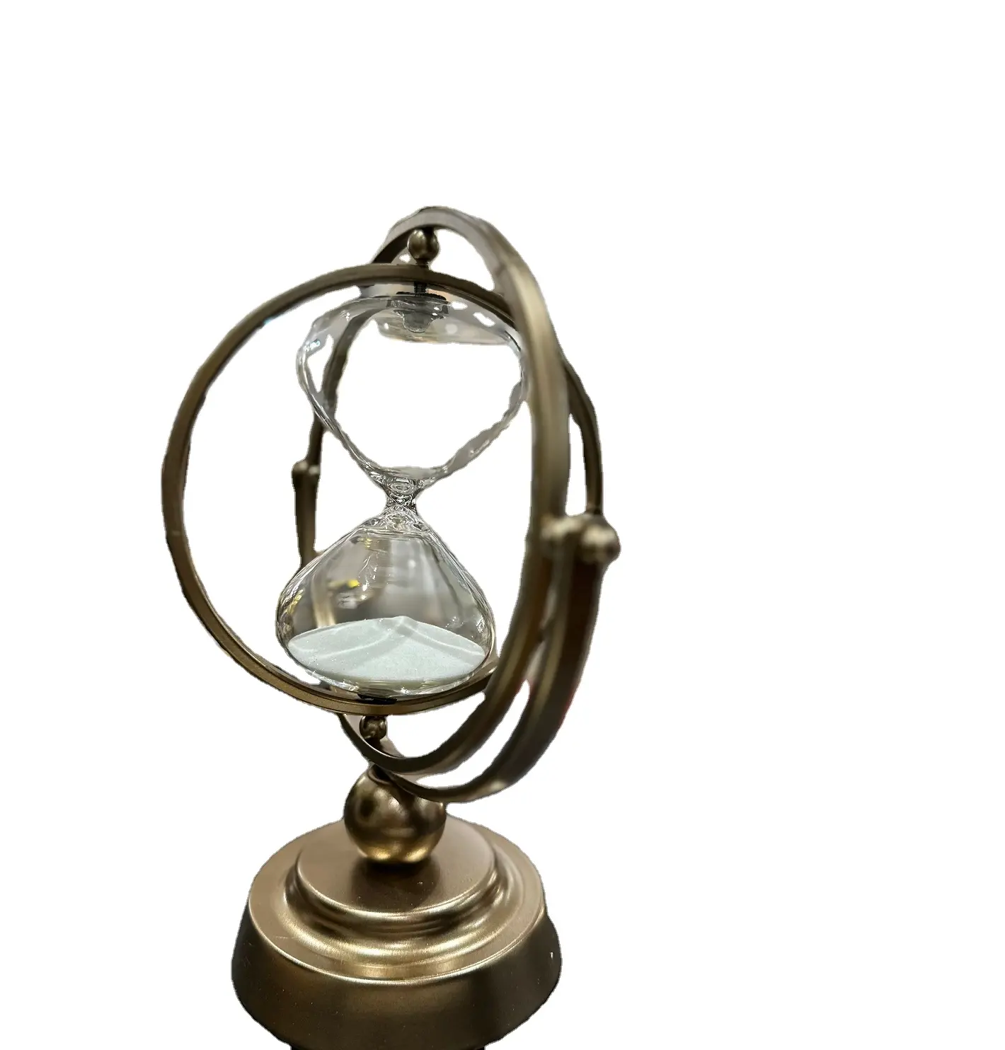 חדש דקורטיבי 30 דקות שעון חול מסתובב גלובוס עתיק מתכת חול טיימר שעון שעון חול טיימר התאמה אישית מודרנית המחיר הטוב ביותר