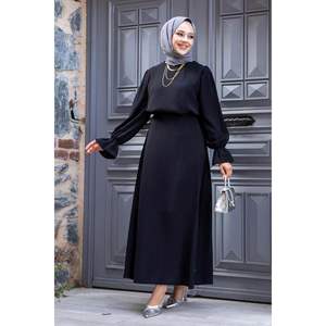 Conjunto de 2 piezas para mujer Hijab negro con mangas elásticas - Product Image 1