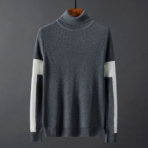 Pull à col roulé uni pour homme, minimaliste, tricot d'hiver, vente en gros - Product Image 3