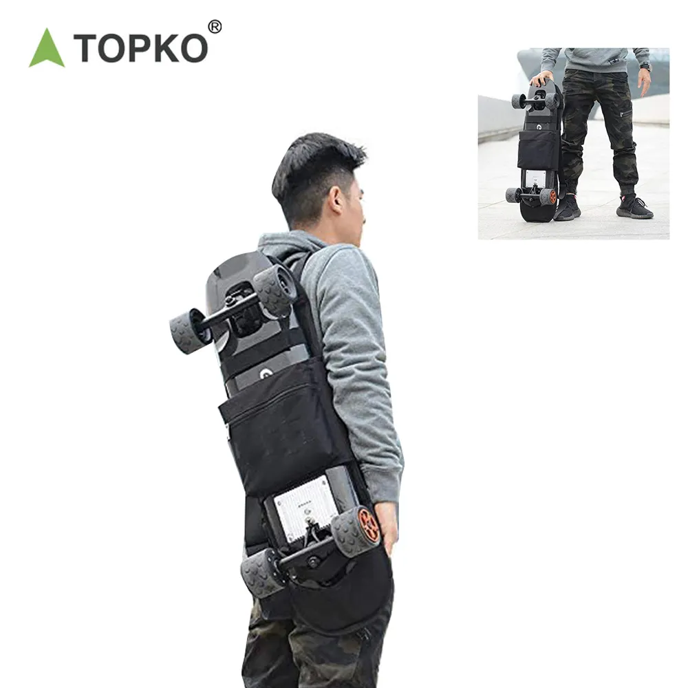TOPKO स्केटबोर्ड बैग ले जाने बैग समायोज्य Foldable निविड़ अंधकार यात्रा बैग ले जाने स्केटबोर्ड धारक