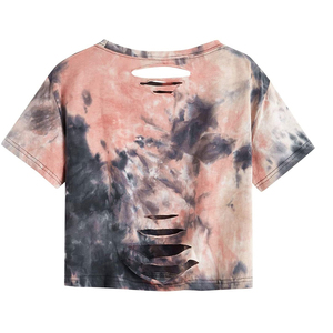 Top Corto Informal de Verano para Mujer, Estilo Tie Dye, 100% Algodón Ecológico, con Logotipo Frontal, Venta al Por Mayor - Product Image 2