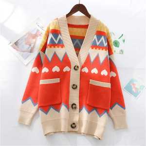 Women's Casual Fashionable Knitted Polyester/Cotton Argyle Button V-neck Sweater <b>Coat</b> <b>Cardigan</b> New Arrival Autumn - Product Image 6