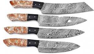 Venta al por mayor clásico hecho a mano de acero de Damasco japonés cuchillo de cocina Set 4PCs Chef cuchillo Set con mango de resina - Product Image 5