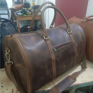 Sac de voyage pour homme en cuir véritable, imperméable, léger, durable, sac de sport de luxe, doublure en polyester, portable - Product Image 1