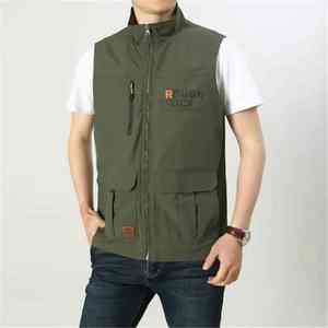 เสื้อกั๊กผู้ชายแห้งเร็วแบบลำลอง, เสื้อแจ็คเก็ตแขนกุดหลายกระเป๋าขนาดใหญ่6XL PCS-R-154ผ้าแคนวาสไซส์2025ฤดูใบไม้ผลิฤดูร้อน - Product Image 3