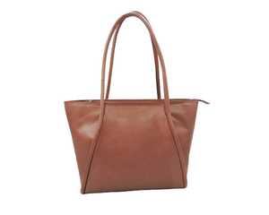 Bolso de mano con estilo personalizable, cierre de cremallera, Marrón coñac, genuino, de alta calidad, de piel de cabra suave, bolso de hombro grande - Product Image 1