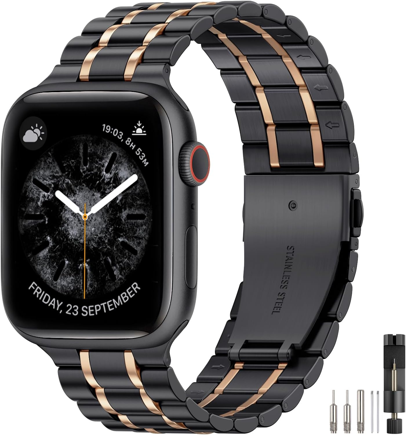 Negro mate/oro rosa pulido