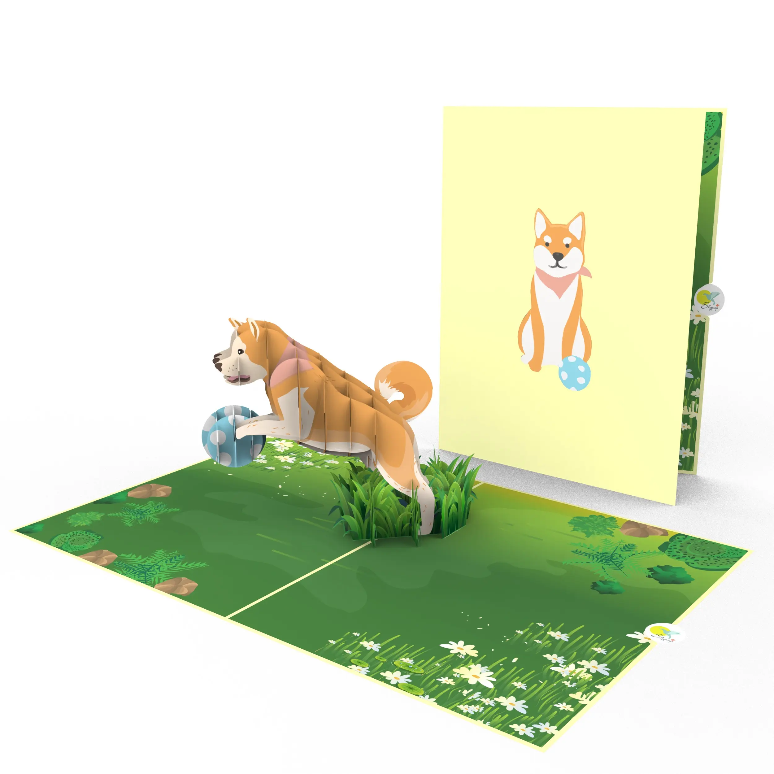 秋田犬犬ポップアップカード誕生日芸術紙カード記念日のベストセラー夢の真実3Dカード手作り紙レース