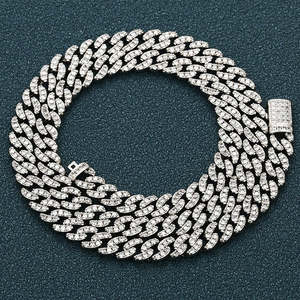925 Silver <b>Iced</b> <b>Out</b> VVS1 Moissanite Diamond Round Brilliant Cut Hip Hop Style Sterling Silver <b>Chain</b> Elegant Jewelry - Product Image 2