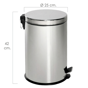 Maurer Stainless Steel Waste Bin 12 Liters O/ 25 x 42 cm. - Product Image 1
