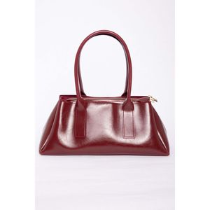 Burgundy Zippered Hand & Shoulder Bag Water-Resistant PU <b>Leather</b>-Look Material - Product Image 2