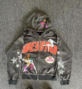 OEM Heavyweight doble cremallera Drop Shoulder Loose Crop Fitness en blanco de alta calidad de algodón Fleece Hoodies Boxy Fit Hoodie Zip up - Product Image 4