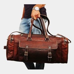 Bolsa de Lona de Cuero Auténtico para Hombre y Mujer, Bolso de Viaje Deportivo de Moda con Cierre de Cremallera de Poeta, Vintage, Marrón - Product Image 2