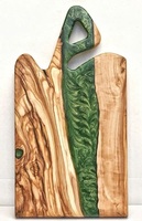 Tabla de Cortar de Madera con Resina Epoxi, Forma Rectangular, Mango de Madera, Ecológica, Ligera, Duradera, Apta para Lavavajillas, Utensilios de Cocina