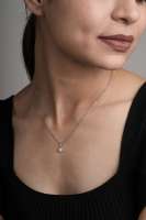 Colgante de oro blanco macizo de 14K con diamante blanco de corte brillante HPHT cultivado en laboratorio, certificado IGI, lindo, color D, personalizable para mujer