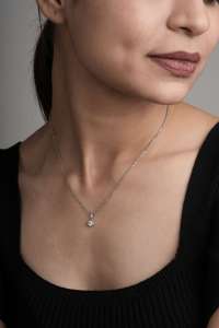 Round Shape IGI Certified 14K Solid White Gold Cute Lab Grown <b>Diamond</b> Pendant for Women Customizable item - Product Image 4