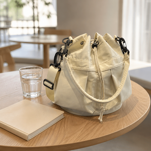 Sac seau en nylon avec cordon de serrage, résistant à l'eau, sac à bandoulière décontracté pour les voyages avec poches - Product Image 3