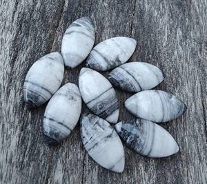 Venta al por mayor Natural Zebra Jasper Marquesa cabujón blanco parte posterior plana calibrado piedras preciosas todos los tamaños piedras sueltas suministro de joyería IGI - Product Image 4