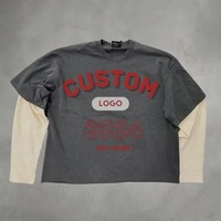 T-shirt pour homme à manches longues, double couche, respirant, anti-rides, séchage rapide, imprimé DTG, 100% coton, de haute qualité, personnalisé