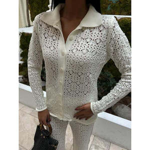 ชุดกางเกงลำลองฤดูร้อนแบบถักโอเป่นเวิร์คของโอเดตต์ระบายอากาศได้ดีสไตล์ 9934 - Product Image 2