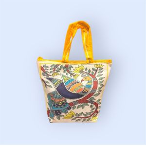 Bolso Tote de Moda con Diseño Tradicional Indio Hecho a Mano, con Cierre de Cremallera, Diseño Plegable, Dos Correas para Mujer, Uso en Exteriores - Product Image 3