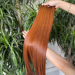 Extensiones de cabello crudo de trama recta de hueso de alta calidad 100%, trama de doble estiramiento, color de cabello vietnamita, listo para enviar, color Naranja - Product Image 2