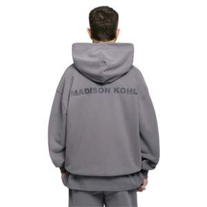 Sudadera con capucha OTH de gran tamaño con núcleo personalizado, ropa de calle de lana de algodón pesado gris, capucha de doble forro de ajuste relajado, ropa moderna de lujo - Product Image 2