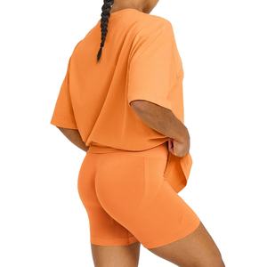 Ensemble court décontracté pour femme, été, coupe ample, col rond, manches courtes, 100 % coton respirant, haute qualité, avec logo personnalisé, 2026 - Product Image 3