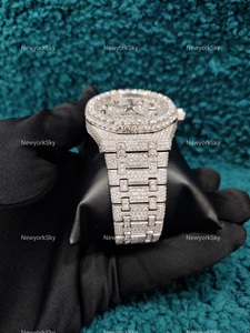 Reloj de diamantes VVS Moissanite hecho a mano personalizado, movimiento automático, relojes de acero inoxidable completamente helados, reloj de lujo de marca superior - Product Image 3