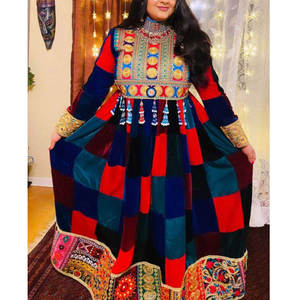 Traje Tradicional de Fiesta, Estilo Étnico Tribal Kuchi, Afganistán, Pakistán, con Encaje, Chifón, Patchwork, Multicolor, Vintage - Product Image 1