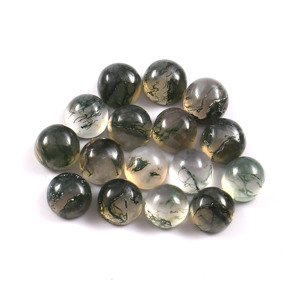 10X10MM AAA ágata de musgo Natural cabujón redondo Flatback semiprecioso calibrado piedras preciosas sueltas fabricación de joyas lote al por mayor - Product Image 1