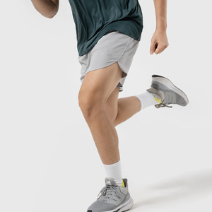 Short de course en toile décontracté OEM pour hommes, taille moyenne, conception côtelée extensible, fermeture élastique, tissage tricoté à motif bermuda solide - Product Image 2