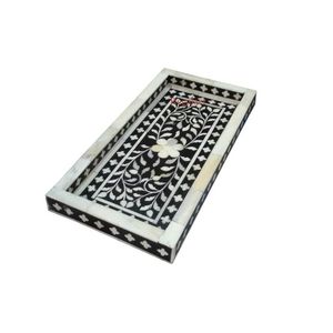 Bandeja con incrustaciones de huesos de diseño lujoso con patrones de diseño floral Bandeja para servir con incrustaciones de huesos de colores - Product Image 2