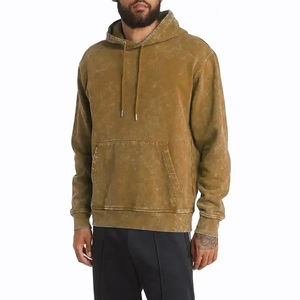 Sweat à capuche pour homme en molleton de qualité supérieure, taille plus, coupe régulière, poche, lavage à l'acide uni, hiver, 100% coton, respirant, brodé - Product Image 1