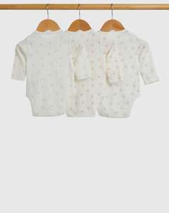 ชุดหมีแขนยาวสำหรับเด็กทารกผ้าฝ้าย100% ชุดบอดี้สูทสวมใส่สบายสีขาว3ชิ้น - Product Image 3