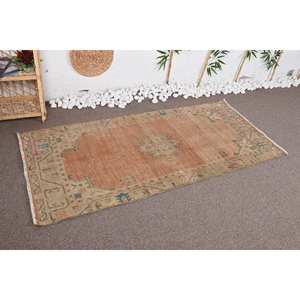 Alfombra turca geométrica de lana Beige de área grande Vintage 2,9X6 pies Patchwork abstracto Rectángulo Pasillo Motivos Seagrass Latex Room - Product Image 2