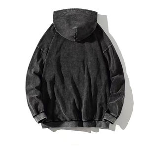 Sudaderas con capucha de lavado ácido para hombre 2024 Casual al por mayor de secado rápido transpirable de gran tamaño sudaderas con capucha de lavado ácido para adultos con mangas largas OEM - Product Image 2