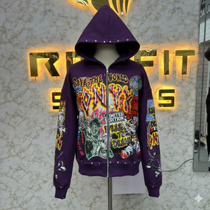 เสื้อฮู้ดมีซิปสำหรับผู้ชายสีขาวมีฮู้ดขนาดพลัสไซส์ - Product Image 1
