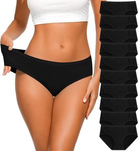 Paquete Múltiple de Braguitas Personalizadas para Mujer, Suaves, Sin Costuras, Lisas, Negras, Estilo Hipster, Transpirables, Elásticas, Conjunto de Lencería - Product Image 1