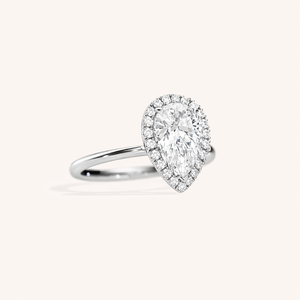 IGI Certified Pear Cut Lab Grown Diamond Halo Engagement <b>Ring</b> 9K White/Rose/Yellow Gold Rhodium Plated Pave Wedding <b>Ring</b> Women - Product Image 2