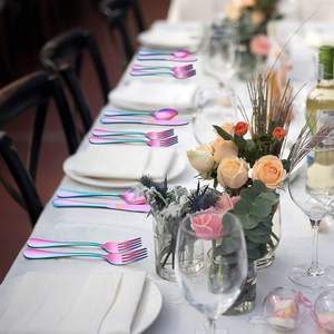 ชุดช้อนส้อมสีรุ้งที่ทำจากเหล็กแข็งแรงและเฉดสีสดใสให้ความทนทานยาวนานและทันสมัย - Product Image 5