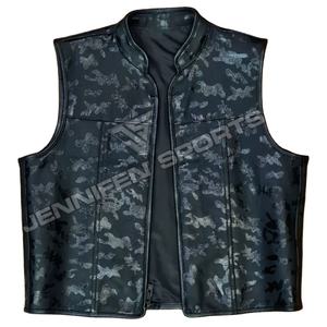 Chaleco de Motocicleta de Cuero Vacuno Personalizado, Informal, Transpirable, para Invierno, con Cierre de Cremallera Genuino y Forro de Satén de Seda - Product Image 1