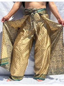 กางเกงผ้าไหมอินเดียแบบพันรอบตัวสำหรับงานปาร์ตี้ทรงขากว้าง - Product Image 3