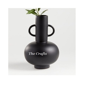 Ensemble de trois tailles de vase à fleurs en métal de couleur noire pour la décoration de la maison et de l'hôtel - Product Image 3