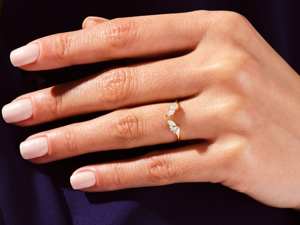 <b>Vintage</b> Open Cluster Wedding <b>Ring</b> Unique Marquise Cut Wedding 14K Solid <b>Gold</b> Lab Grown Diamond Wedding Band Stackable <b>Gold</b> <b>Ring</b> - Product Image 4